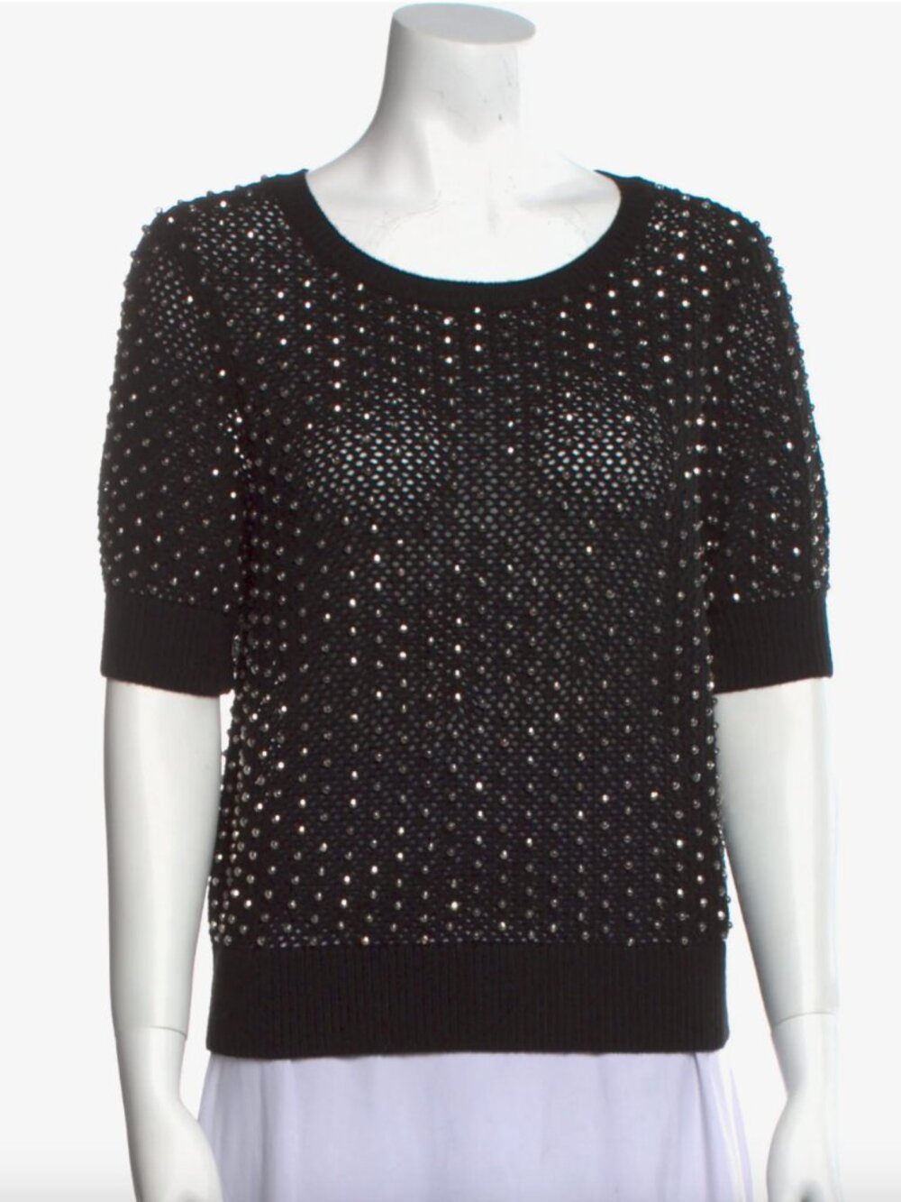 Classy Black Short sleeve sweater with Beaded Accents